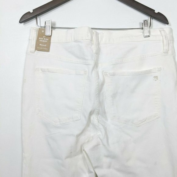 MADEWELL NWT Button Fly Mid Rise Skinny Jeans Raw Hem White Size 32 - Picture 5 of 12